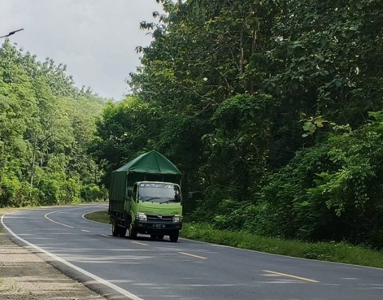 Ilustrasi-Truk sedang melintas di jalan raya. (Lingkar Media Group Network)